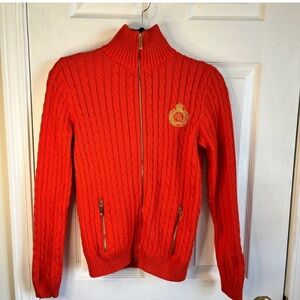 Ralph Lauren Red Cable Knit Sweater Medium